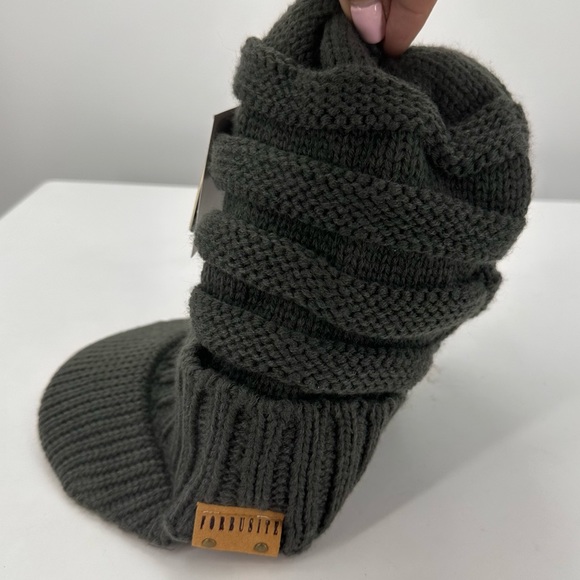 NWT Forbusite Fleece Lined Knit Slouchy Beanie Winter Hat with Visor Gray - Picture 3 of 10